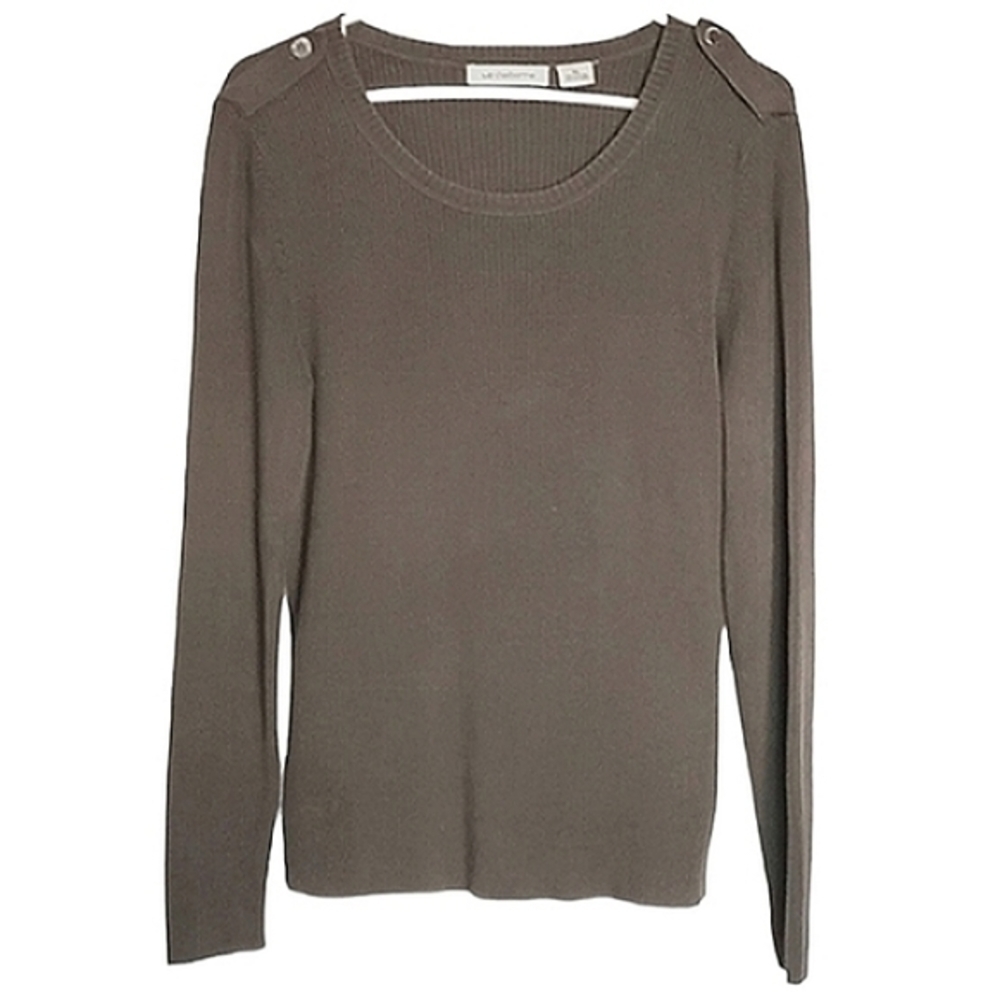 7039 * Liz Claiborne Scoop Neck Sweater Olive Green Size XL